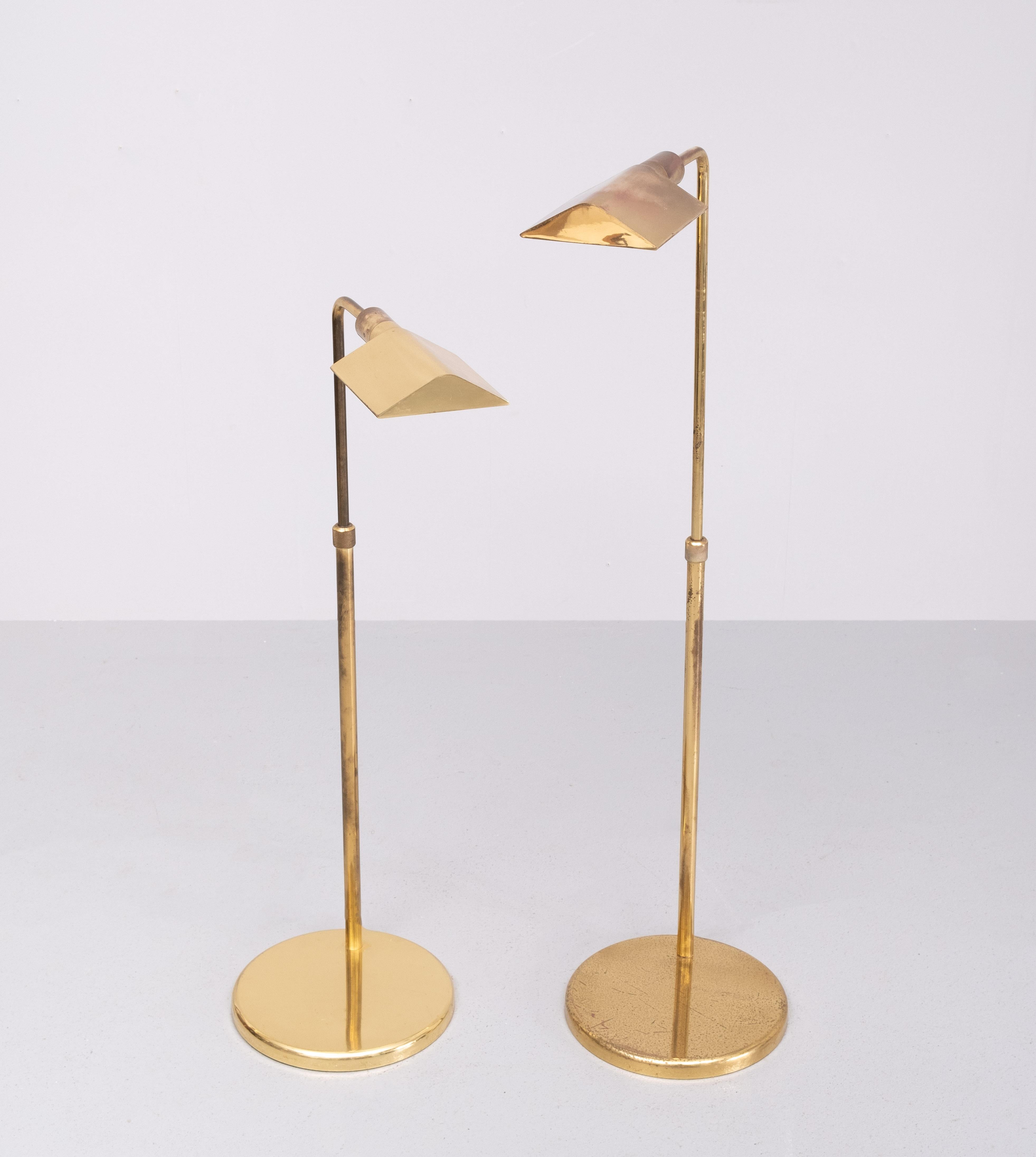 Late 20th Century Pair Adjustable brass Pharmacy floor lamps  1970s  Denmark  