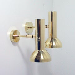 Pair Adjustable German Brass Wall Lights by Cosack, 1960s to 1970s