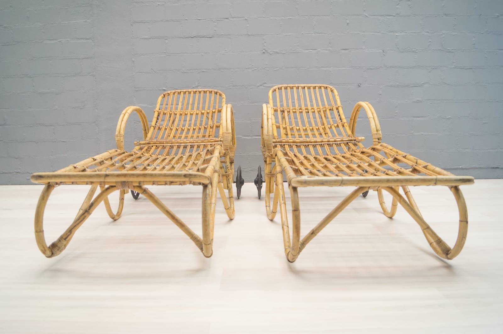 Mid-20th Century Pair of Adjustable Poolside Chaises Attributed to Erich Dieckmann, circa 1950s