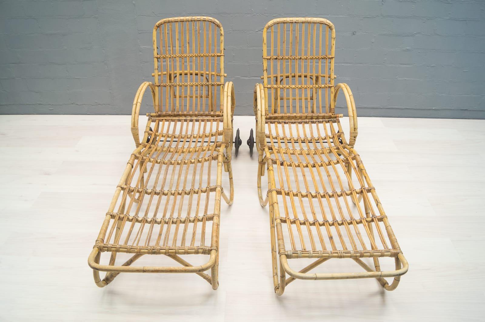 Rubber Pair of Adjustable Poolside Chaises Attributed to Erich Dieckmann, circa 1950s
