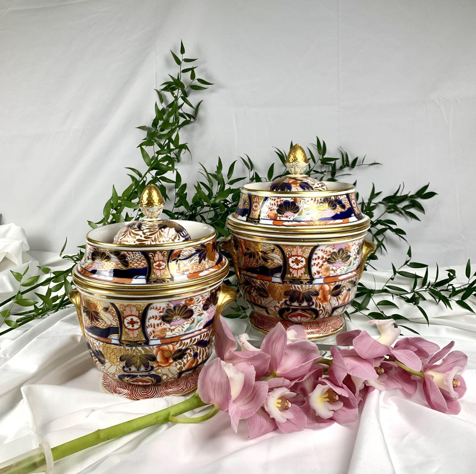 English Pair Admiral Nelson Pattern Porcelain Ice Pails England Circa 1810 by Coalport
