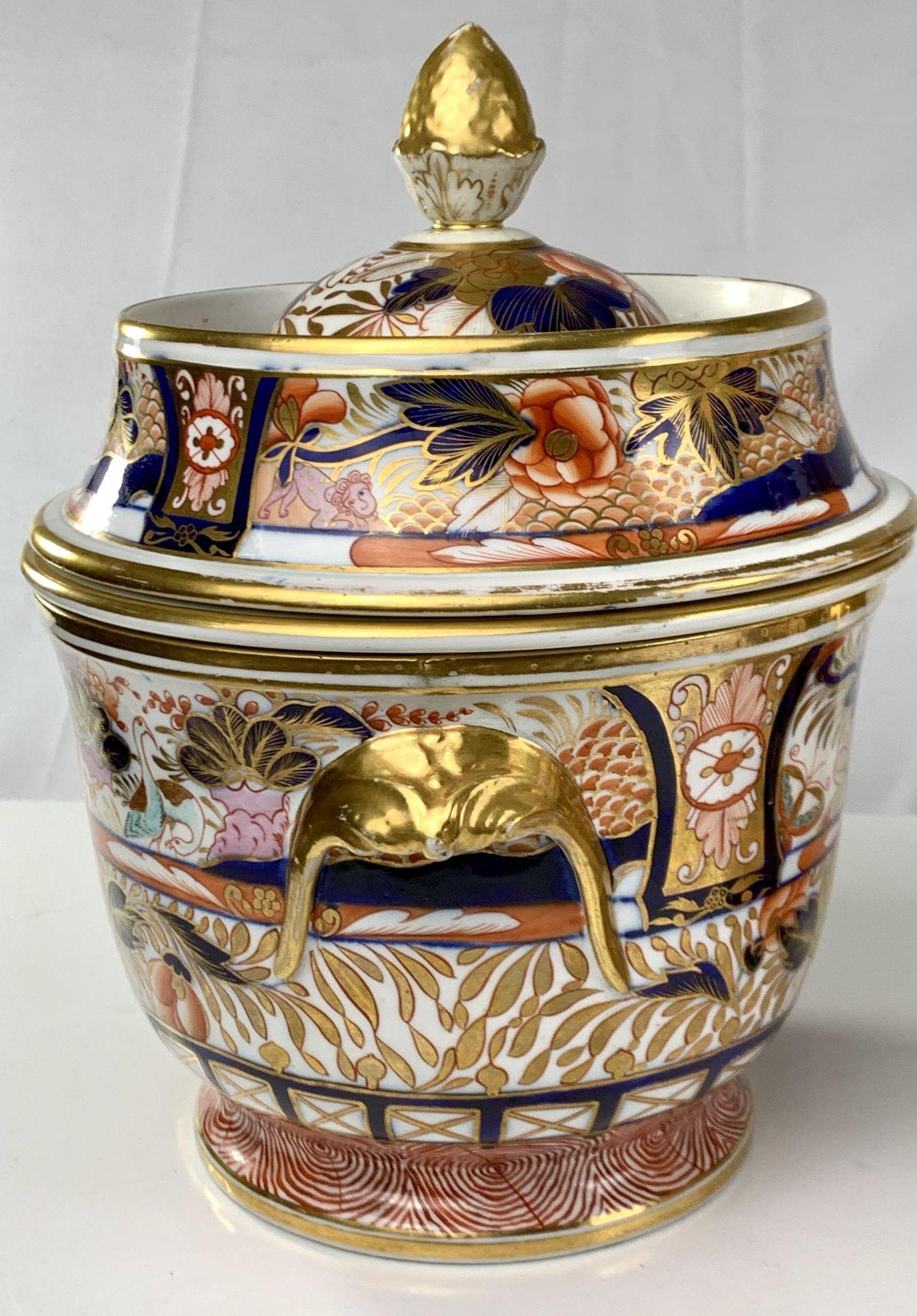 Hand-Painted Pair Admiral Nelson Pattern Porcelain Ice Pails England Circa 1810 by Coalport