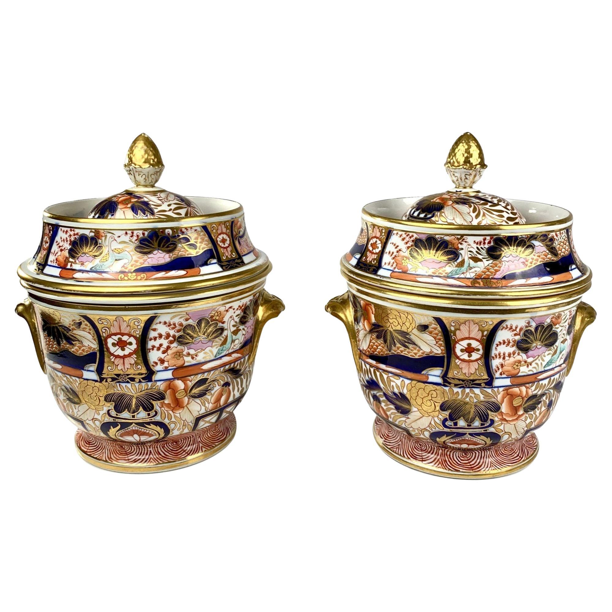 Pair Admiral Nelson Pattern Porcelain Ice Pails England Circa 1810 by Coalport