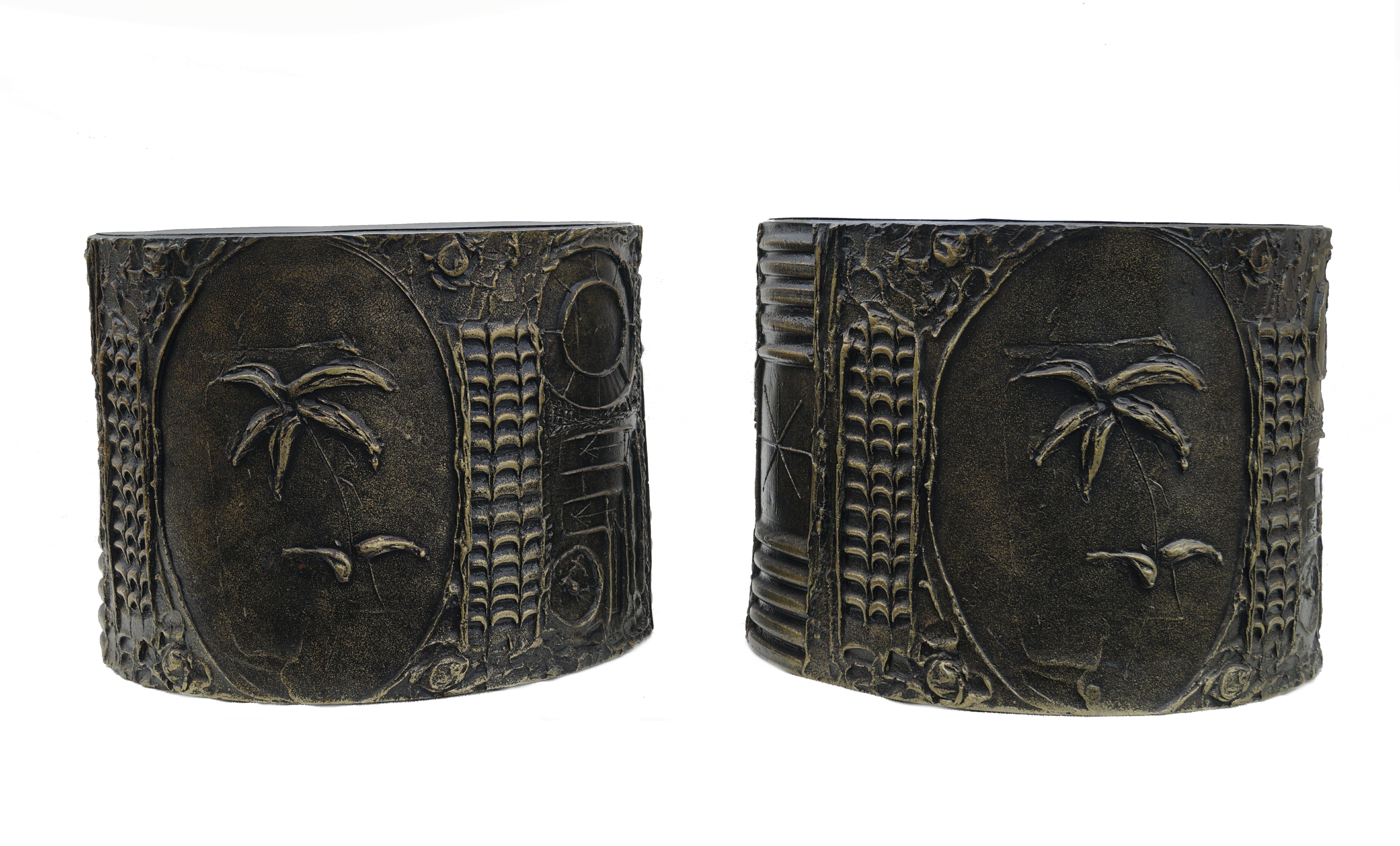 Pareja de mesas auxiliares de tambor cilíndrico Brutalista Adrian Pearsall Craft Associates finales del siglo XX en venta