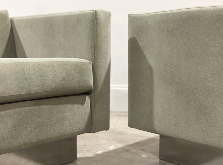 Late 20th Century Pair Adrian Pearsall for Craft Associates Midcentury Cube Lounge Chairs For Sale