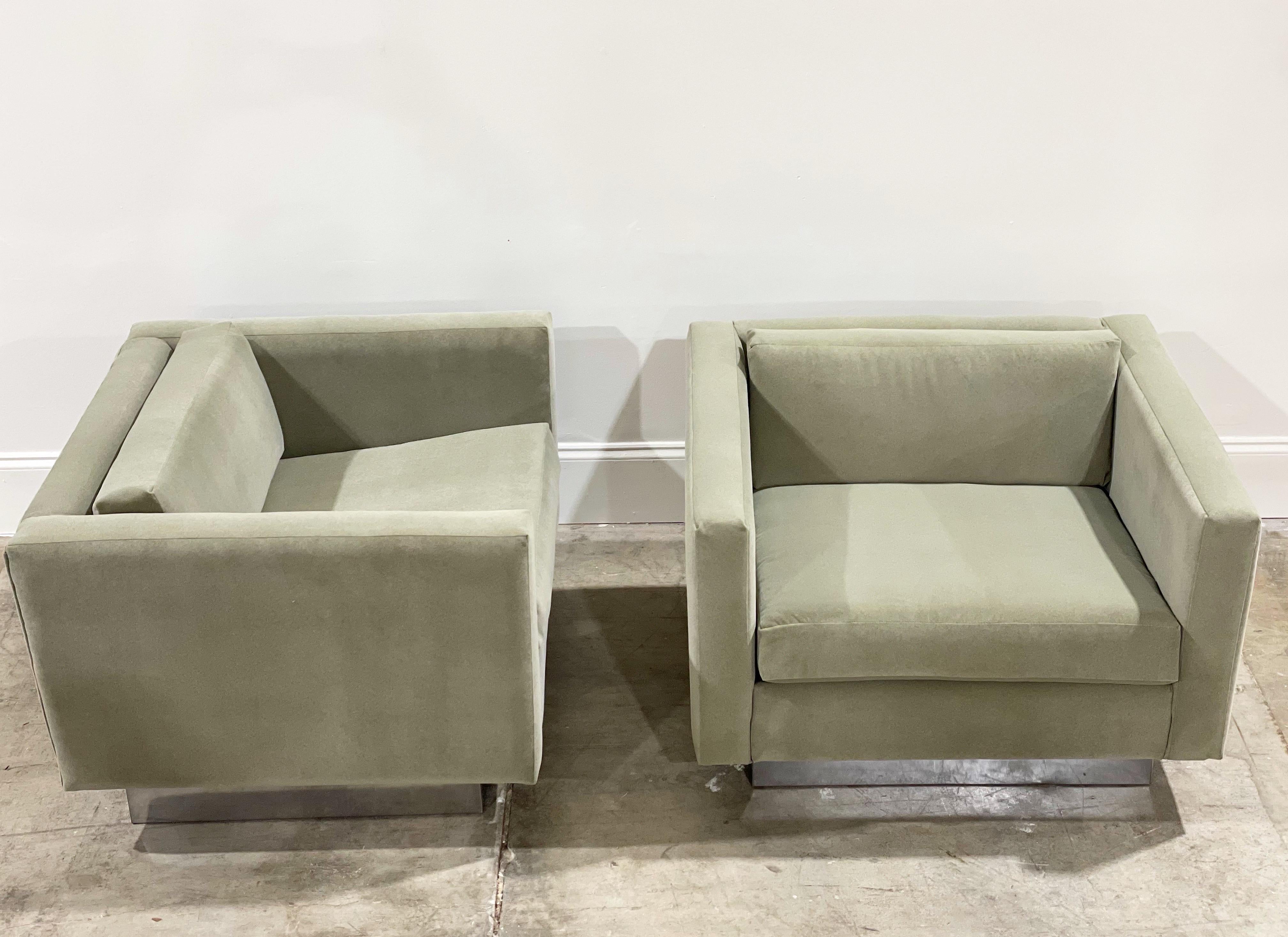 Pair Adrian Pearsall for Craft Associates Midcentury Cube Lounge Chairs 1