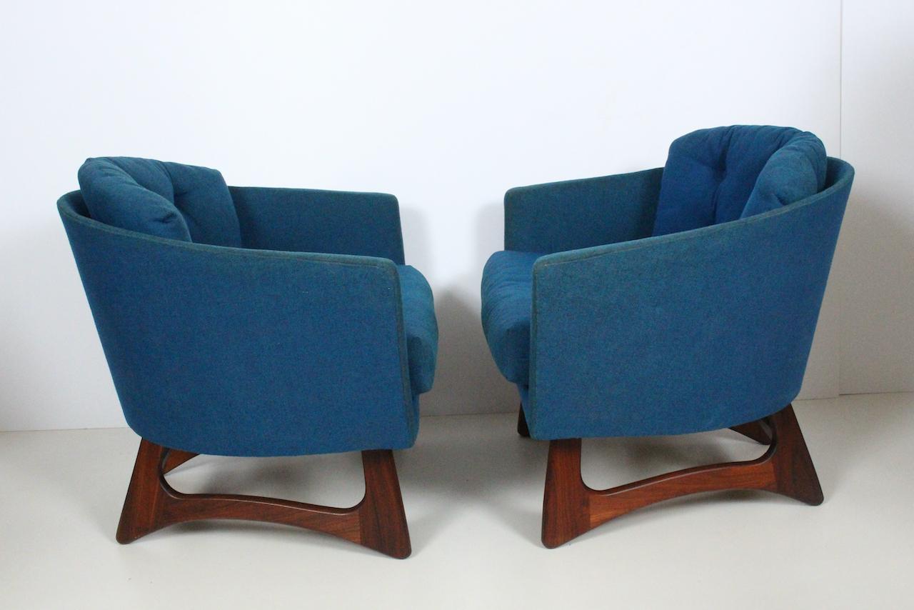 Pair Adrian Pearsall for Craft Associates Wide Barrel Club Chairs 2