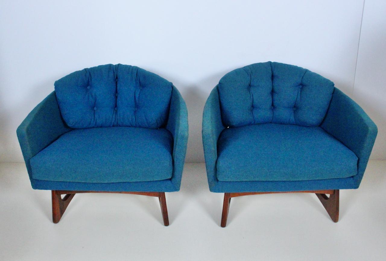 Pair Adrian Pearsall for Craft Associates Wide Barrel Club Chairs 10