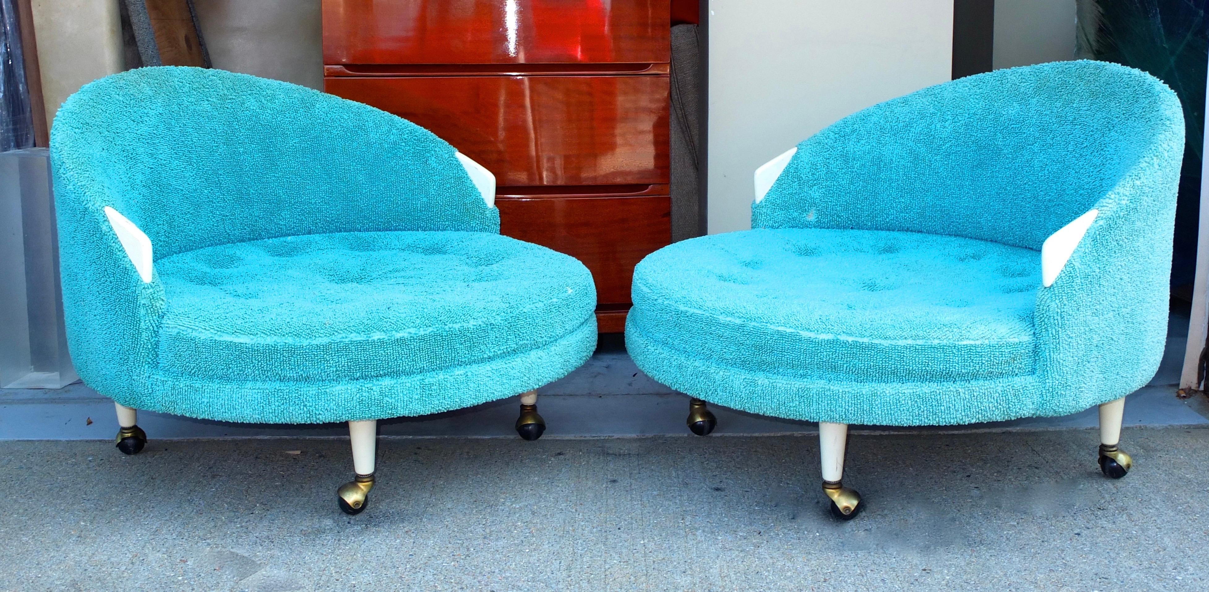 Mid-Century Modern Pair Adrian Pearsall Havana Round Chairs 1717-RC For Sale