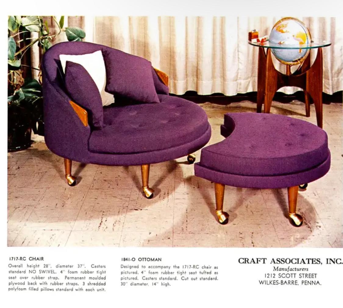 Pair Adrian Pearsall Havana Round Chairs 1717-RC In Good Condition For Sale In Hanover, MA