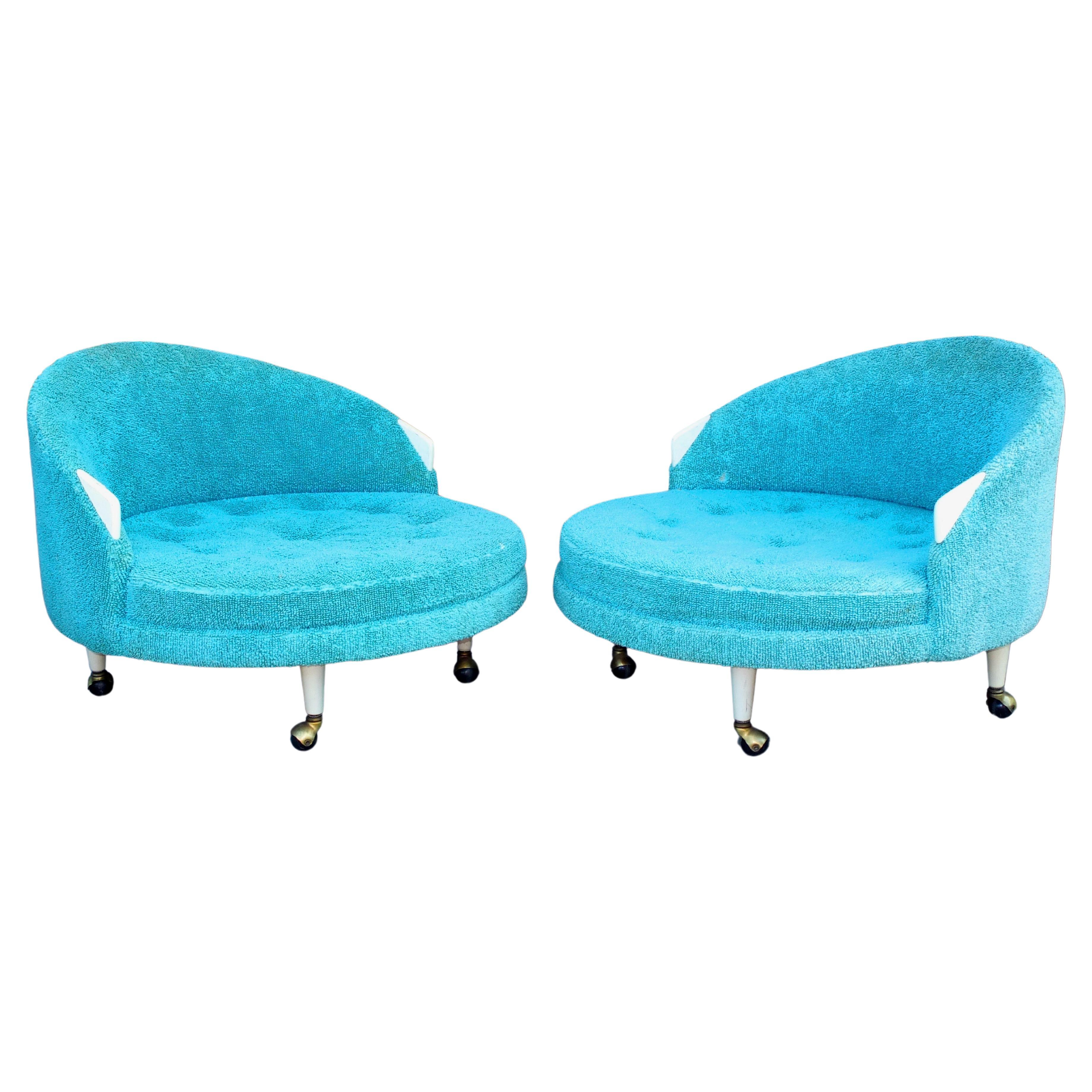 Pair Adrian Pearsall Havana Round Chairs 1717-RC For Sale