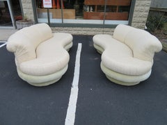 Pair Adrian Pearsall Kidney Shaped Curved Sofa Mid-Century Modern