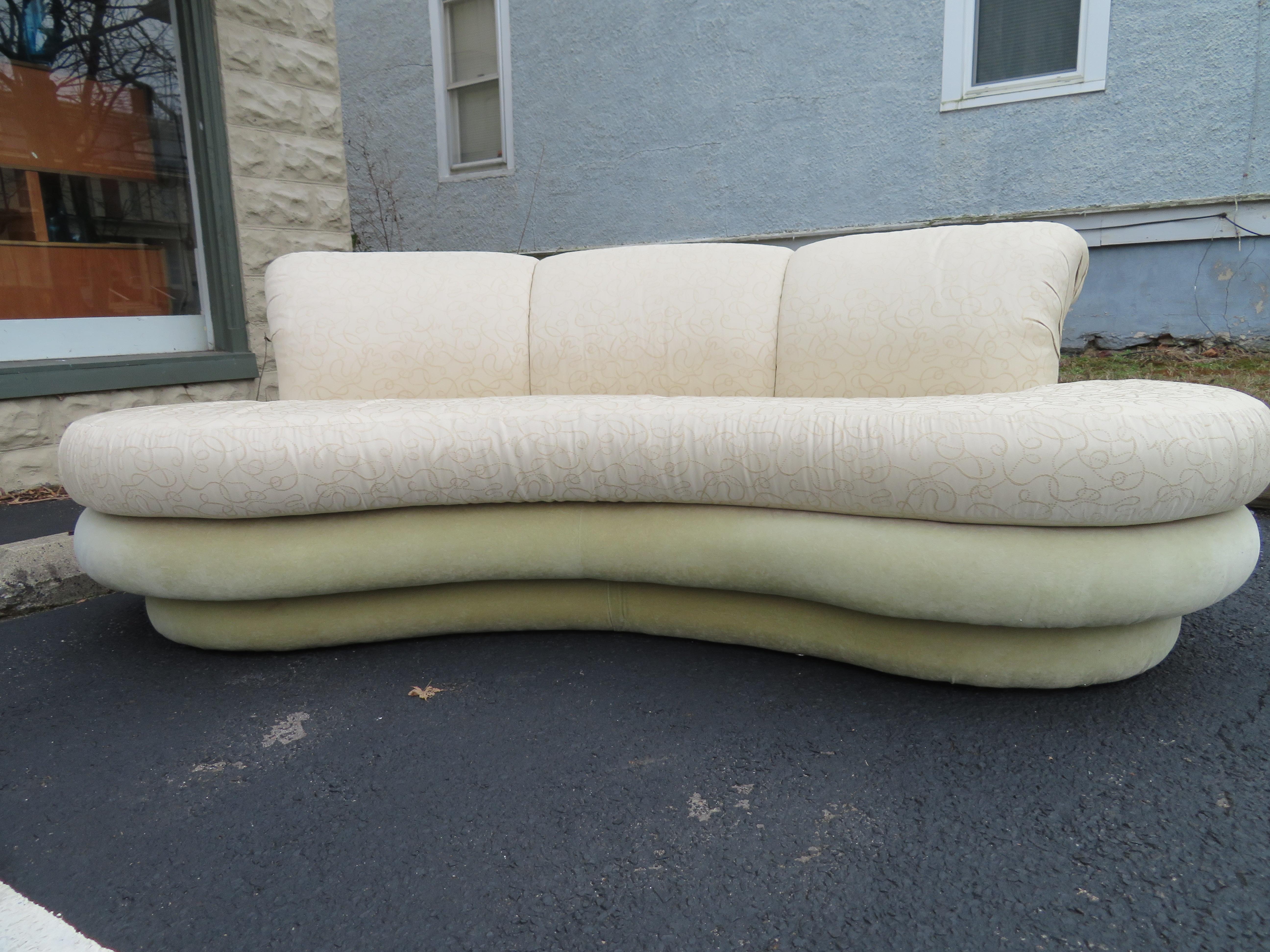 Pair Adrian Pearsall Kidney Shaped Curved Sofa Mid-Century Modern In Good Condition For Sale In Pemberton, NJ