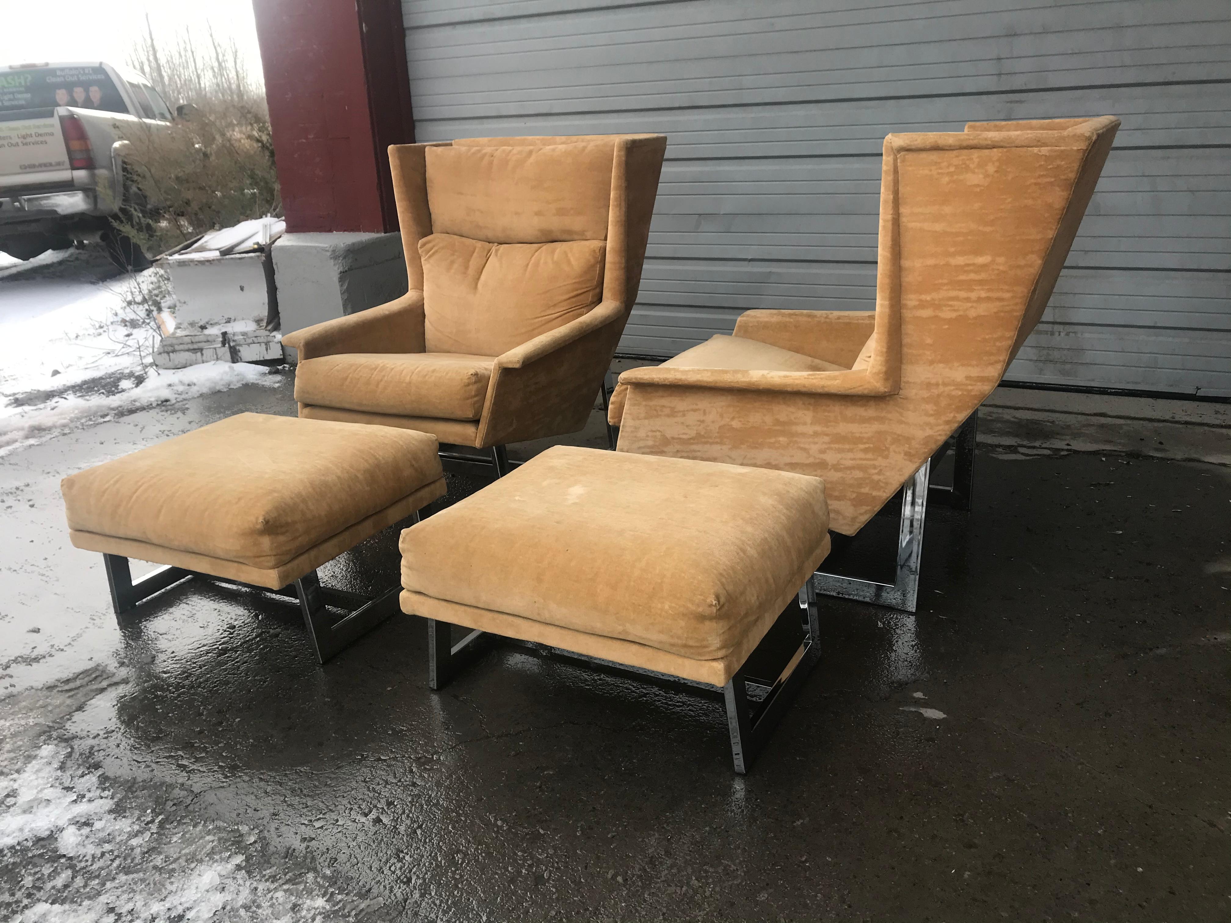 Pair of Adrian Pearsall Lounge Chairs / Ottomans, over Scale Dramatic Forms 7