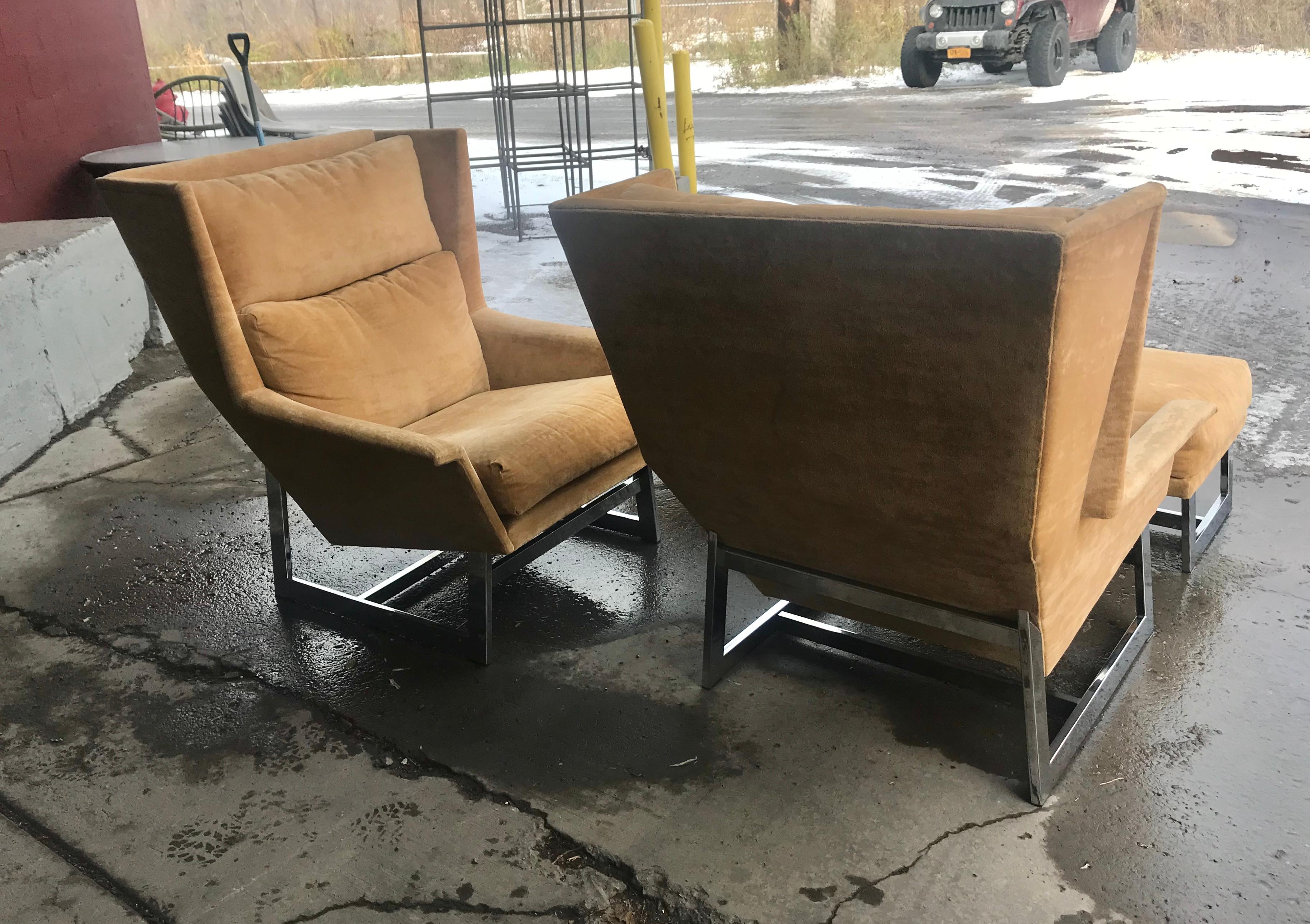 Pair of Adrian Pearsall Lounge Chairs / Ottomans, over Scale Dramatic Forms 9