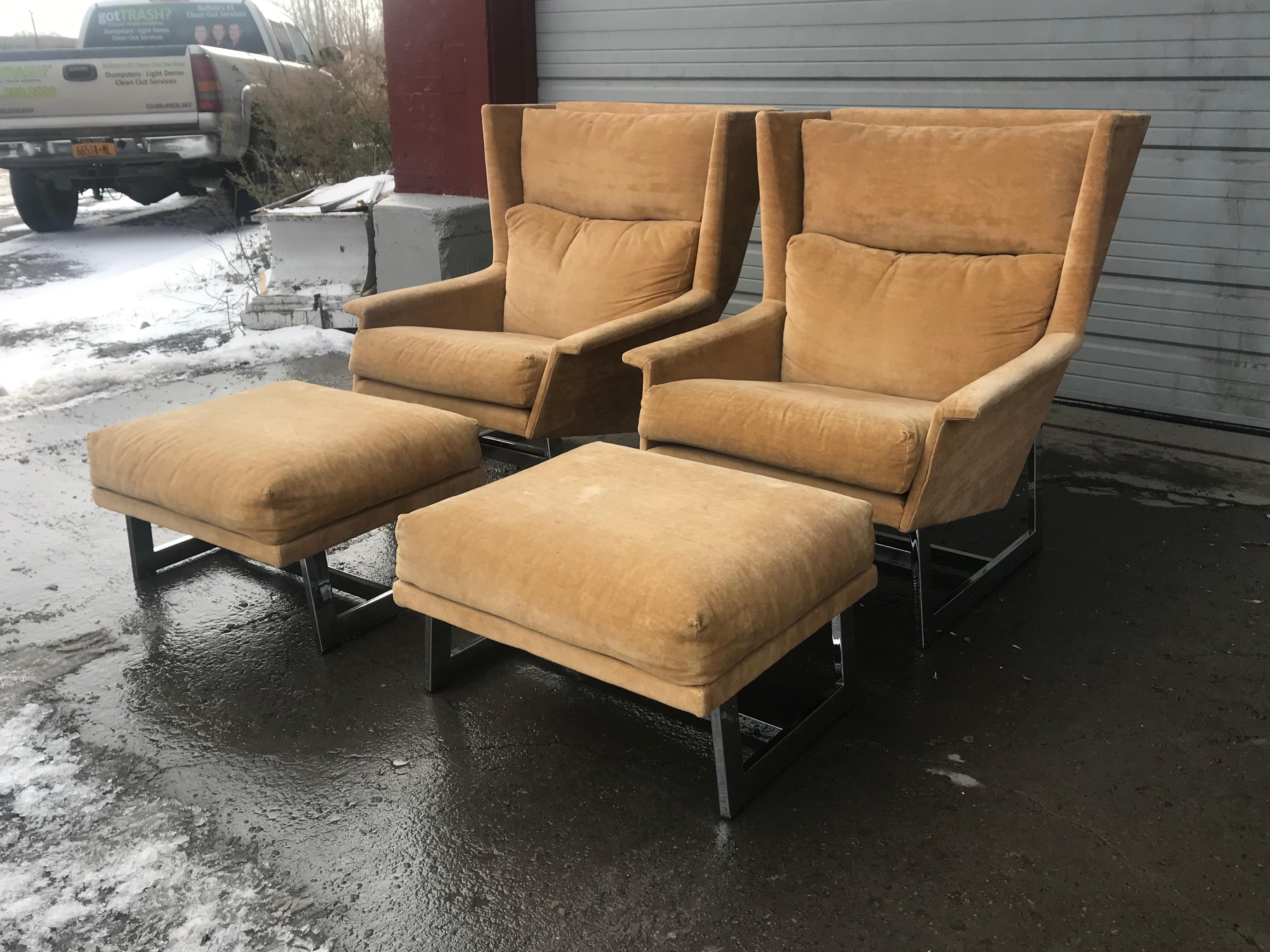 Pair of Adrian Pearsall Lounge Chairs / Ottomans, over Scale Dramatic Forms 1