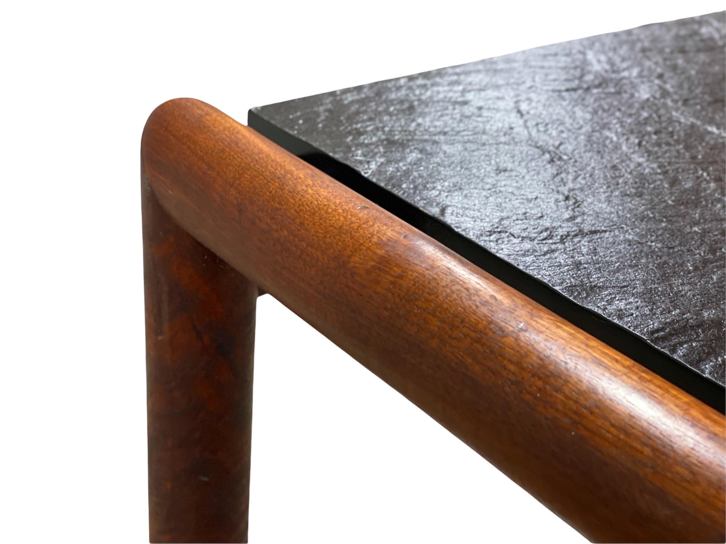 Pair Adrian Pearsall Midcentury Organic Modern Side Tables in Walnut and Slate For Sale 4