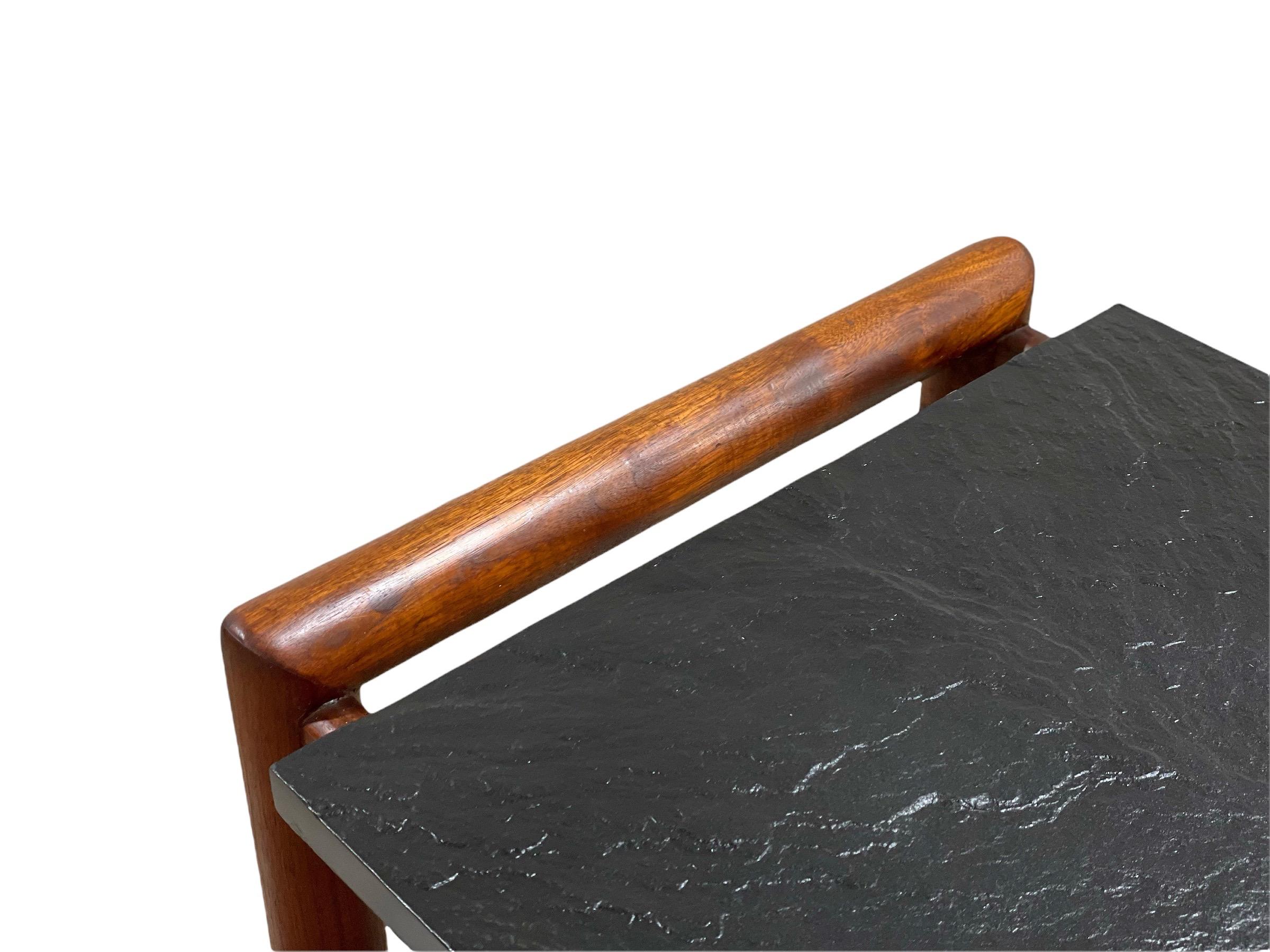 Mid-20th Century Pair Adrian Pearsall Midcentury Organic Modern Side Tables in Walnut and Slate For Sale