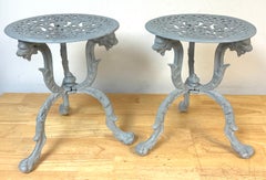 Pair Aesthetic Movement Cast Iron Garden Tabourets / Tables Possibly J.W. Fiske