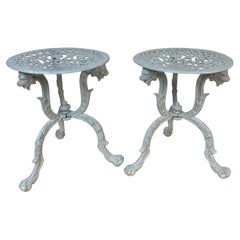 Pair Aesthetic Movement Cast Iron Garden Tabourets / Tables Possibly J.W. Fiske