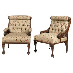 Pair Aesthetic Movement Club Chairs, Style of Herter Brothers.