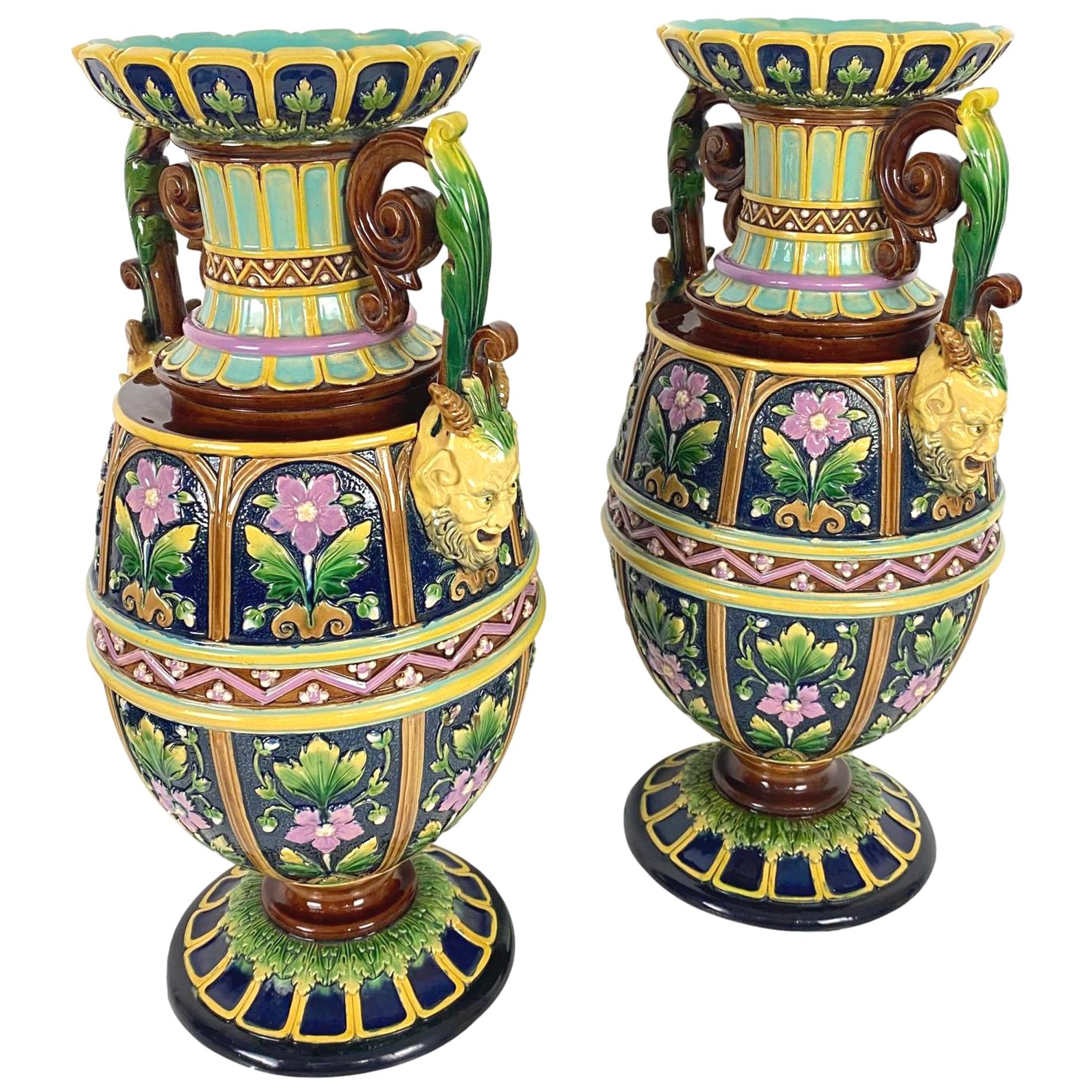 Pair of Aesthetic Movement Majolica Vases Signed Wilhelm Schiller, Bohemia  at 1stDibs | ws&s pottery mark, wilhelm schiller & sons history, ws&s vase