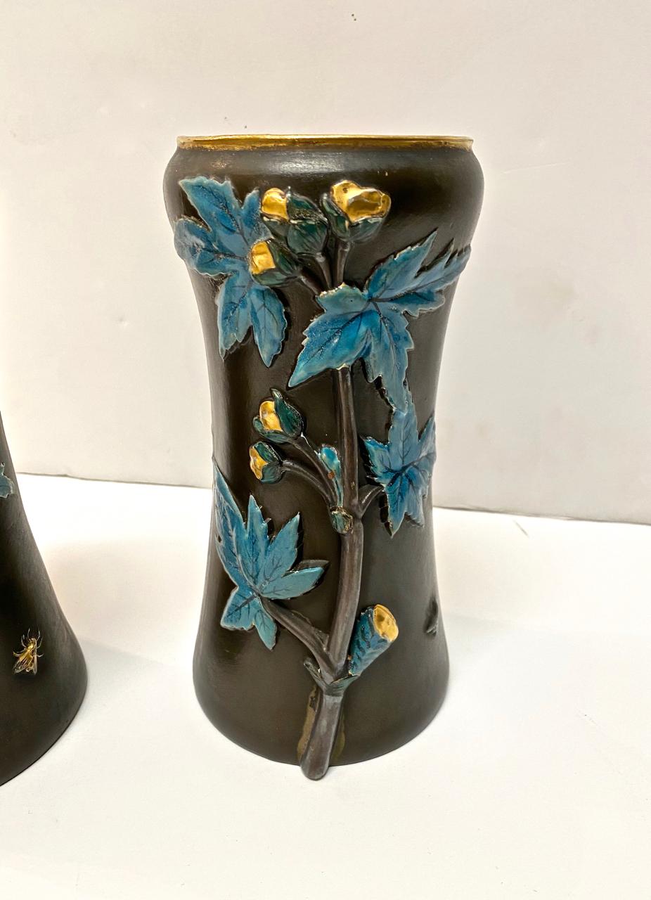 English Pair of Aesthetic Movement Vases For Sale