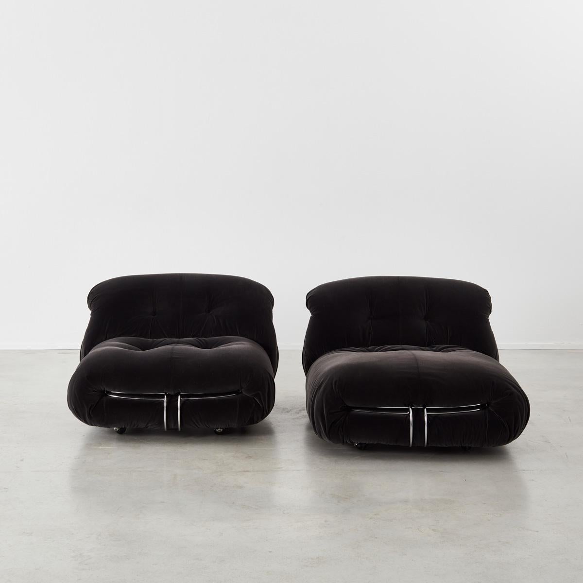 Modern Pair Afra and Tobia Scarpa Soriana Lounge Chairs for Cassina, Italy, 1970s