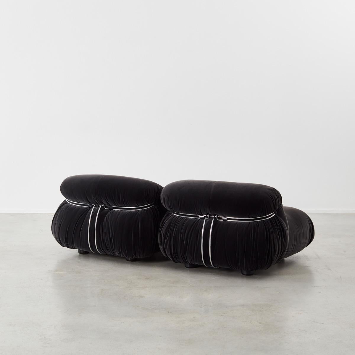 Late 20th Century Pair Afra and Tobia Scarpa Soriana Lounge Chairs for Cassina, Italy, 1970s