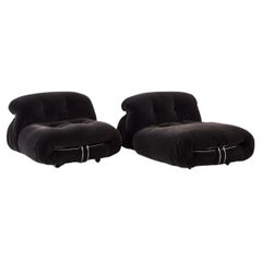 Pair Afra and Tobia Scarpa Soriana Lounge Chairs for Cassina, Italy, 1970s