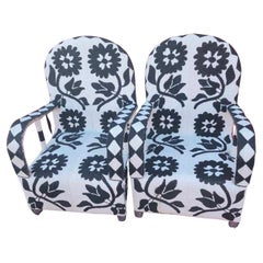 Vintage Pair African Beaded Ceremonial Chairs