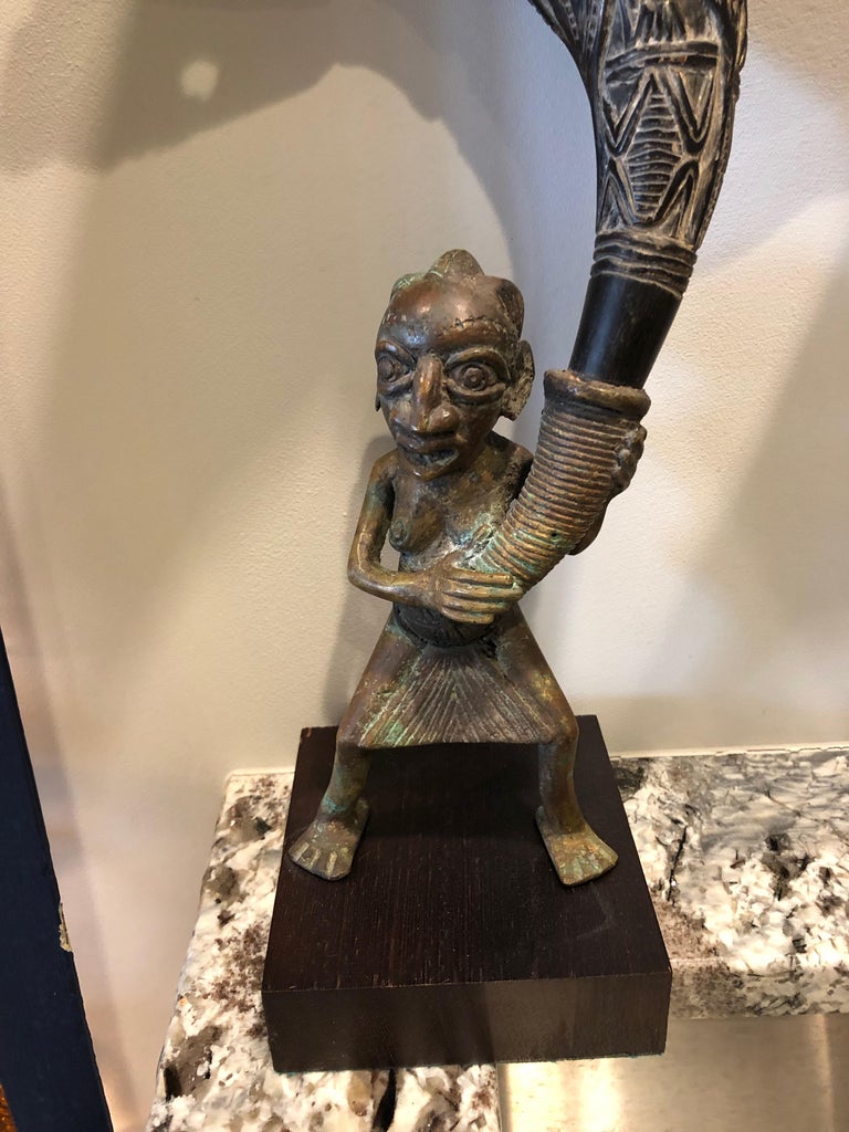 Pair of African Bronze Bamileke Cameroon Statues at 1stDibs