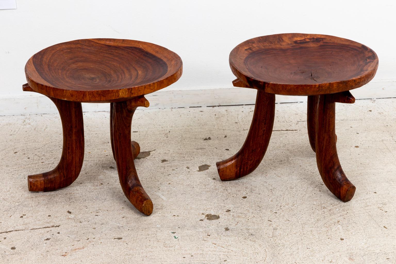 Tribal Pair African Stools For Sale