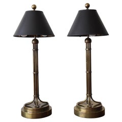 Pair Aged Brass Table Lamps by Hart Associates