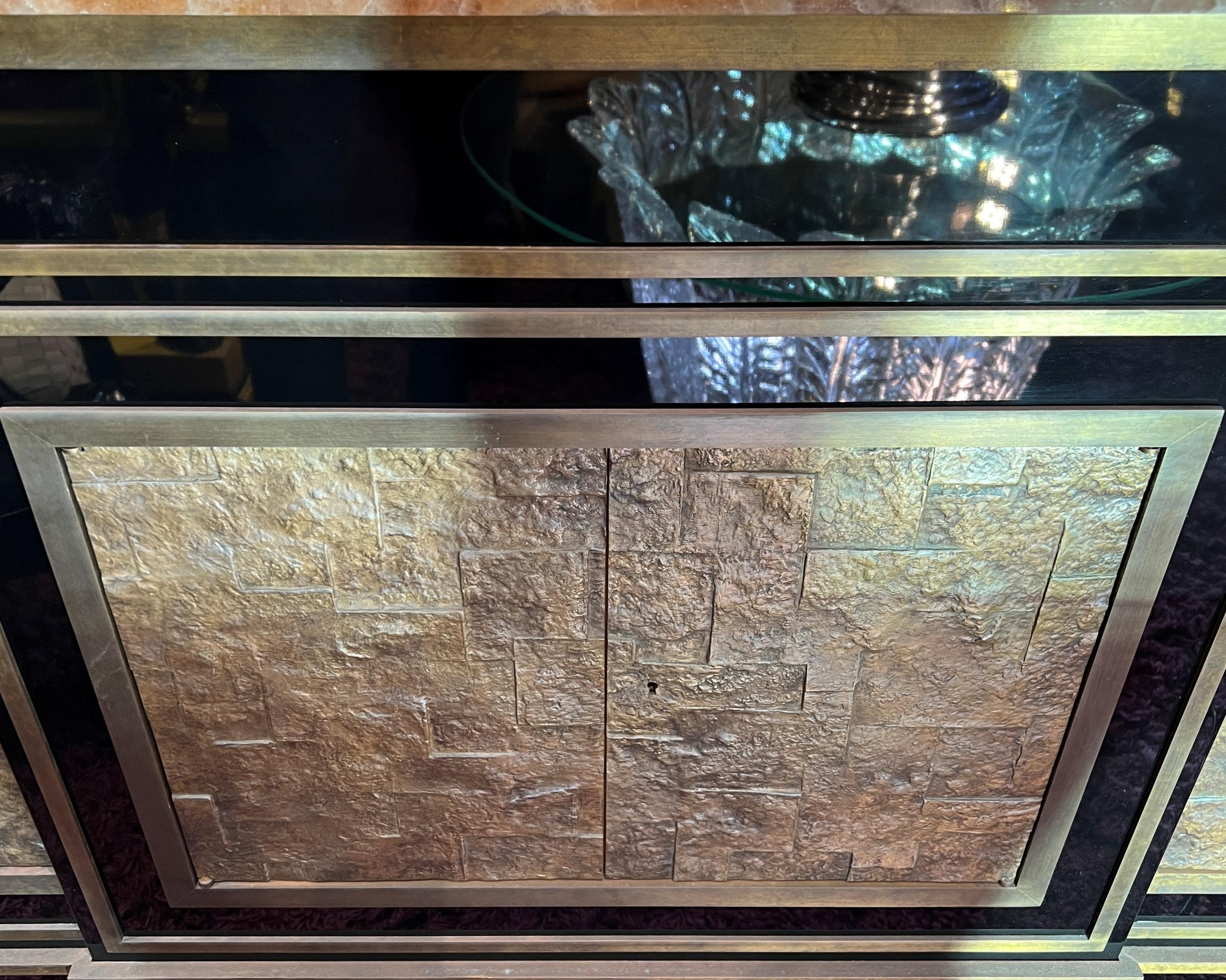 Pair Alabaster and Bronze Side Cabinets For Sale 7