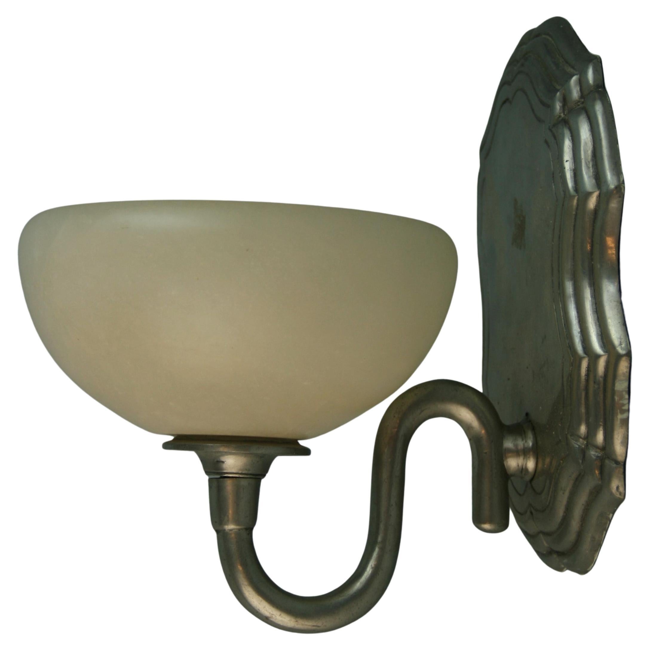 Pair Alabaster and Pewter Wall Sconces
