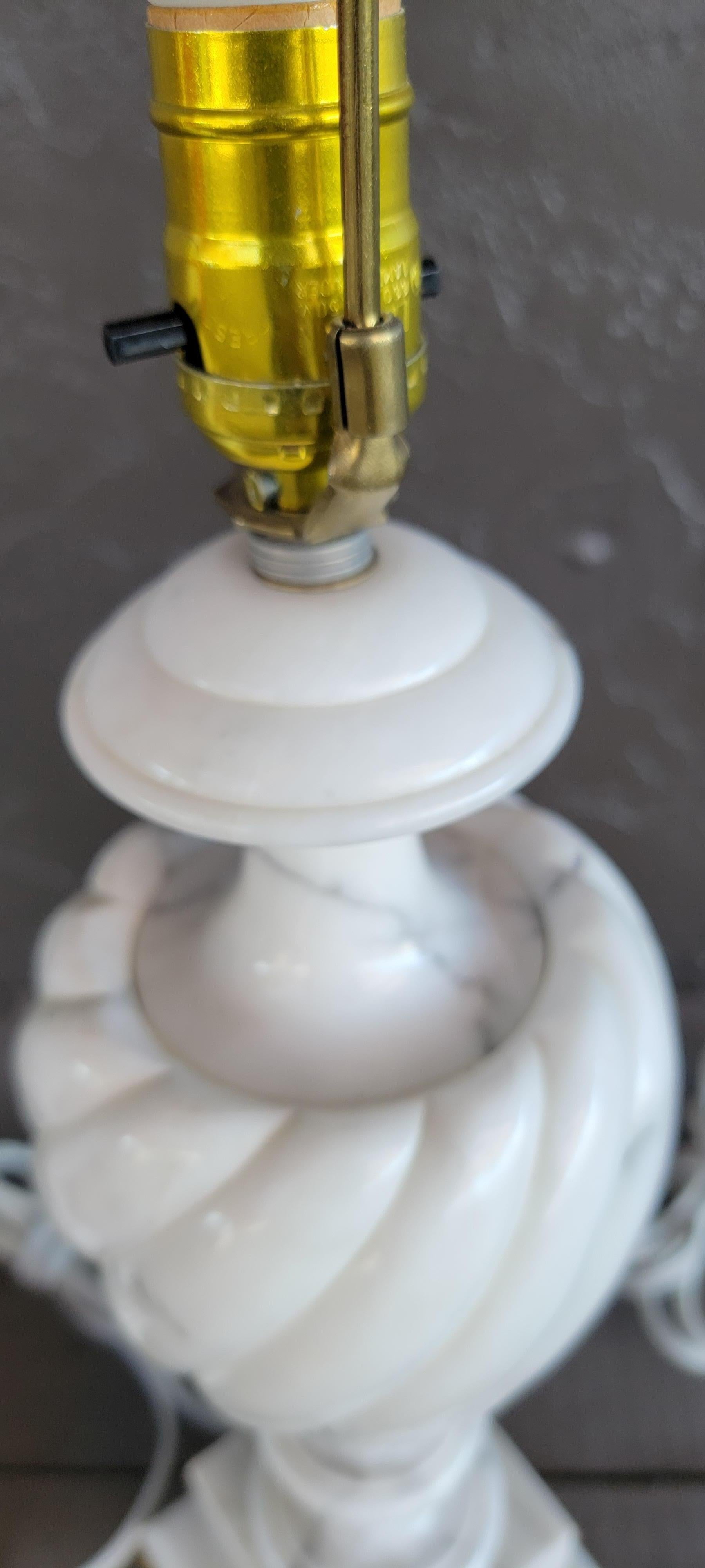 Italian Pair Alabaster Lamps with Brass Mounts For Sale
