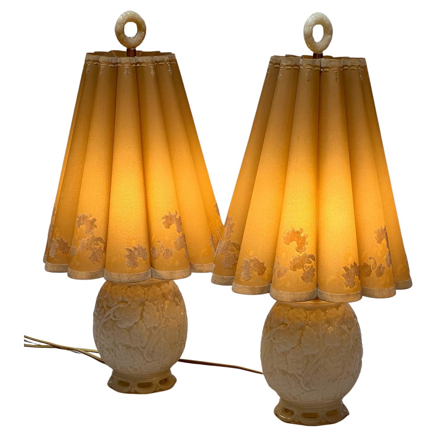 Pair, Aladdin Cast Glass Table Lamps For Sale