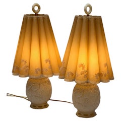 Pair, Aladdin Cast Glass Table Lamps
