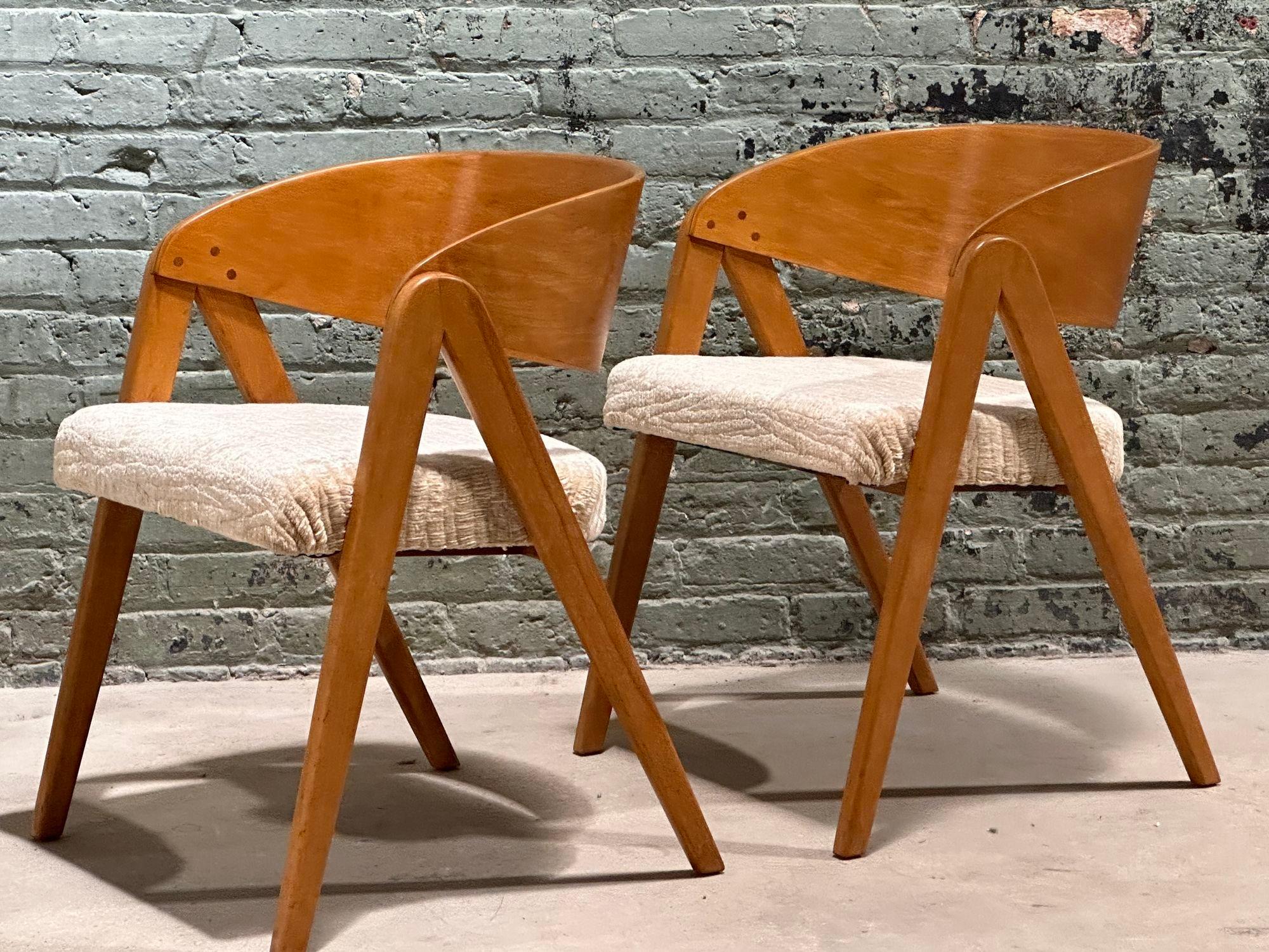 Mid-Century Modern Pair Alan Gould Compass Dining/Side Chairs, 1950 For Sale
