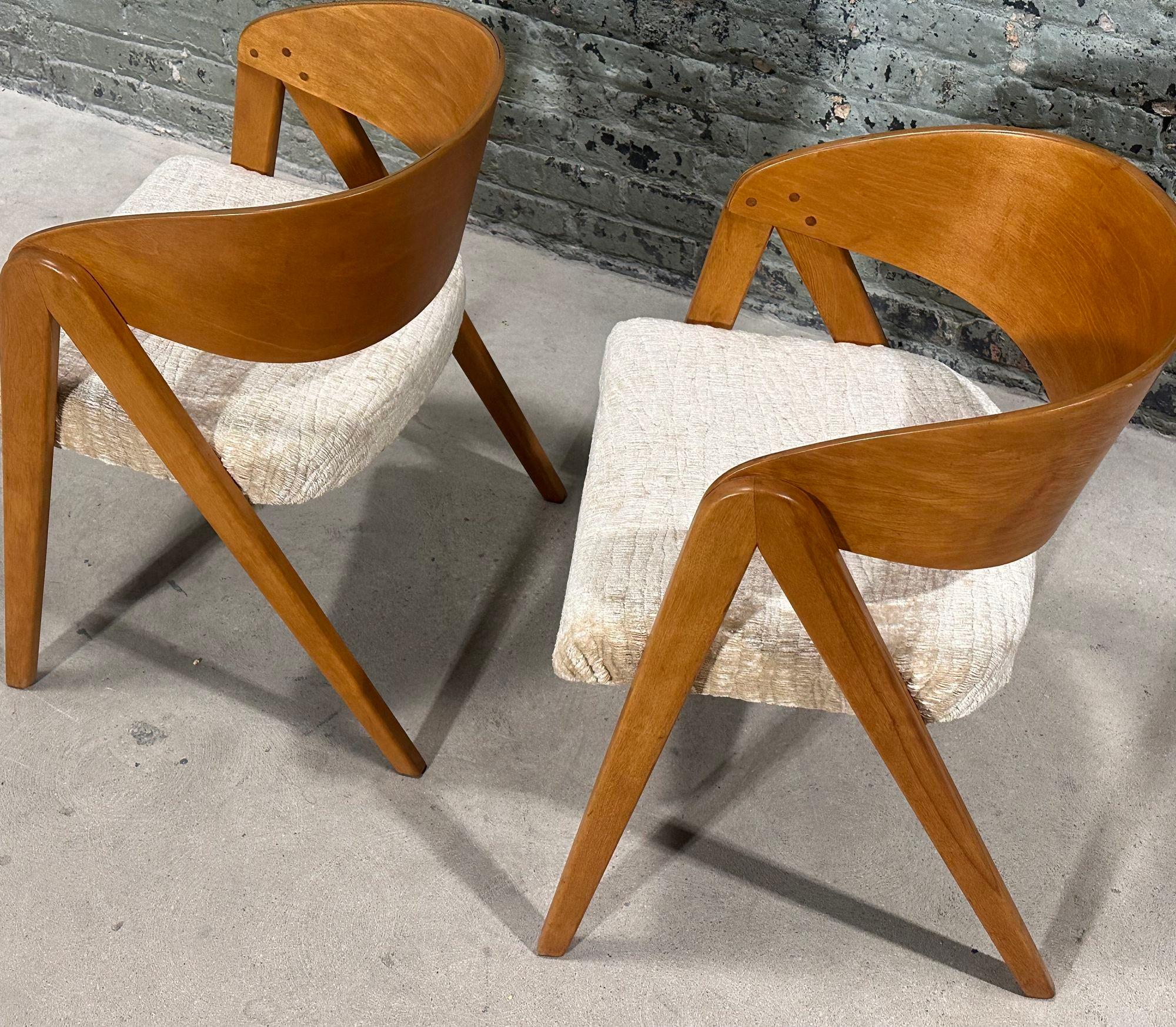 Pair Alan Gould Compass Dining/Side Chairs, 1950 In Excellent Condition For Sale In Chicago, IL