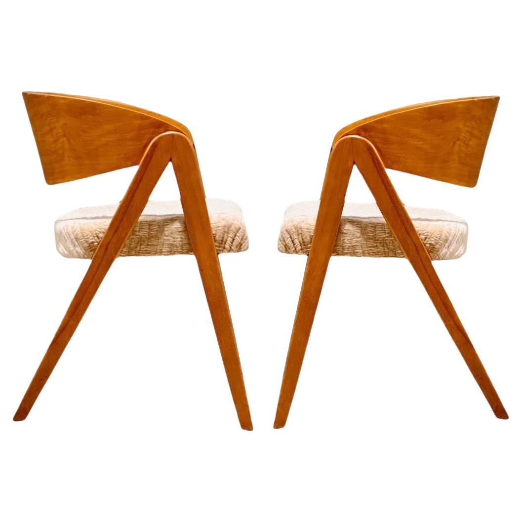 Pair Alan Gould Compass Dining/Side Chairs, 1950 For Sale