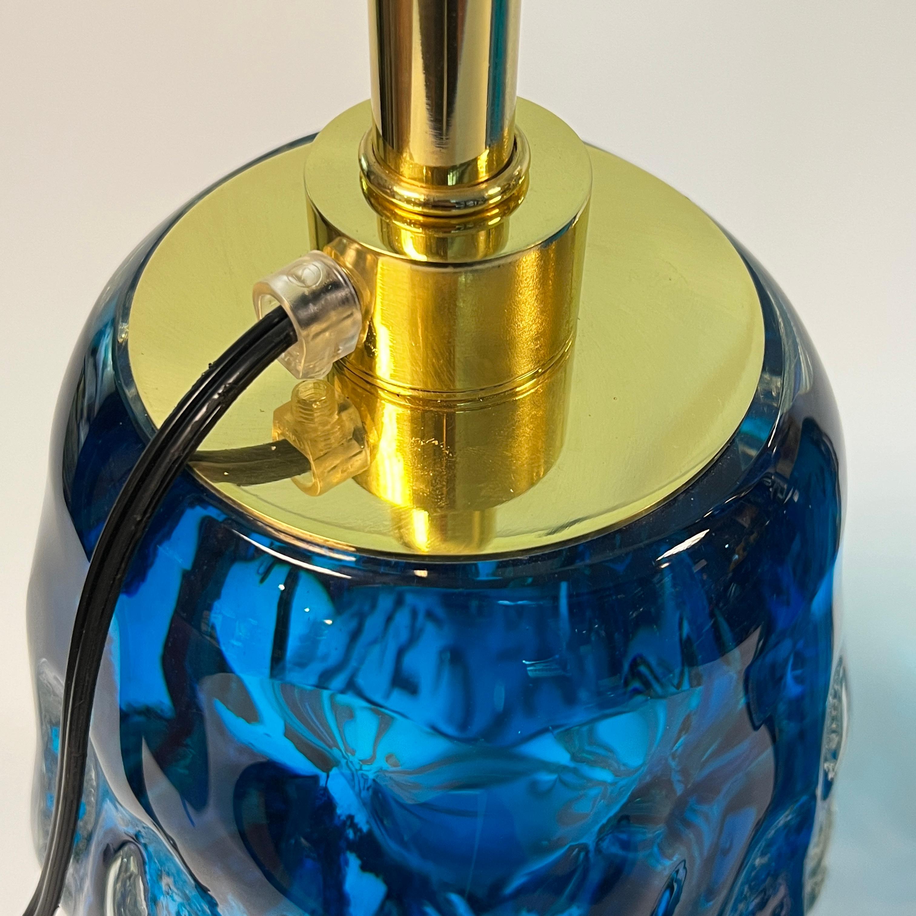 Pair Alberto Dona Blue Murano Glass Table Lamps 4