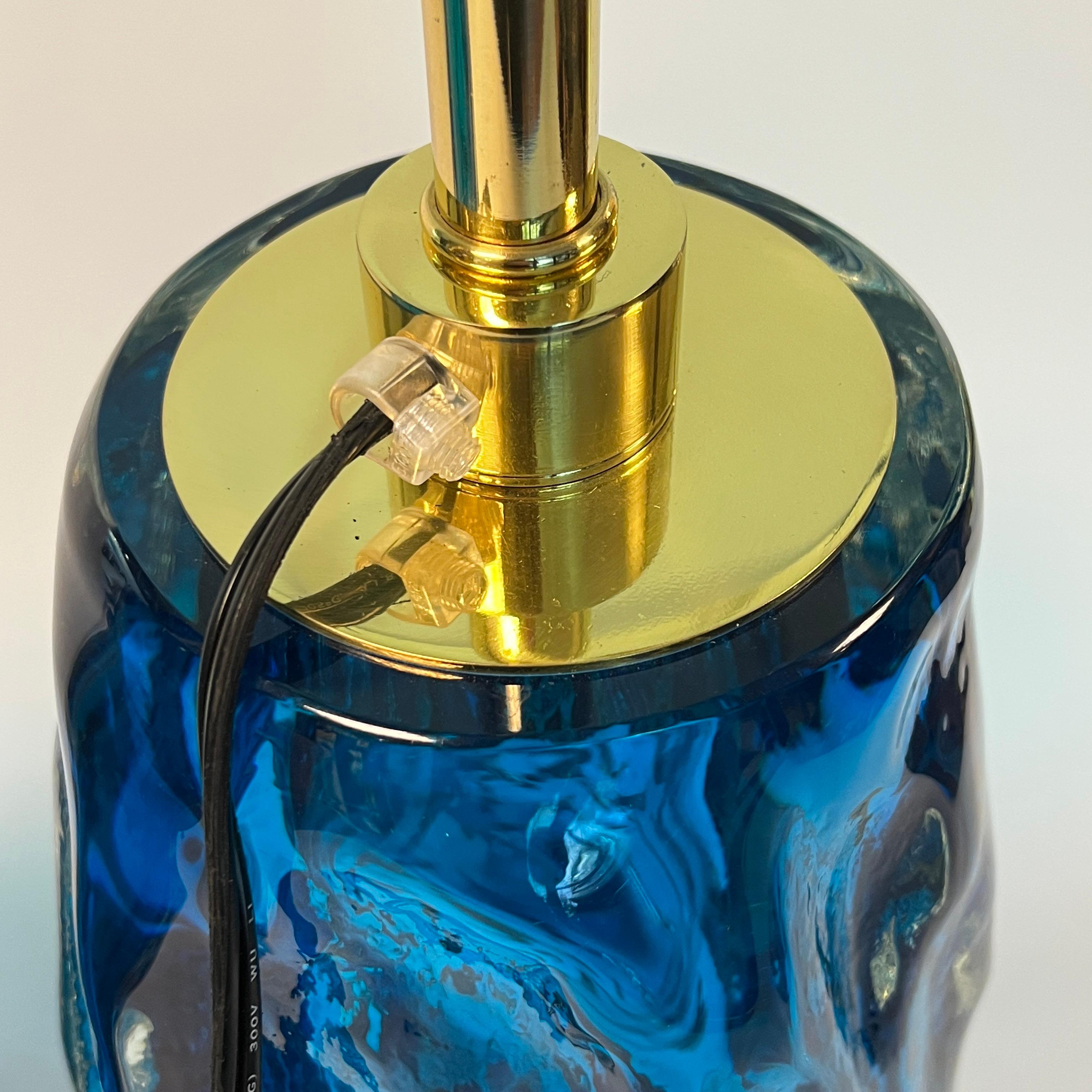 Pair Alberto Dona Blue Murano Glass Table Lamps 5