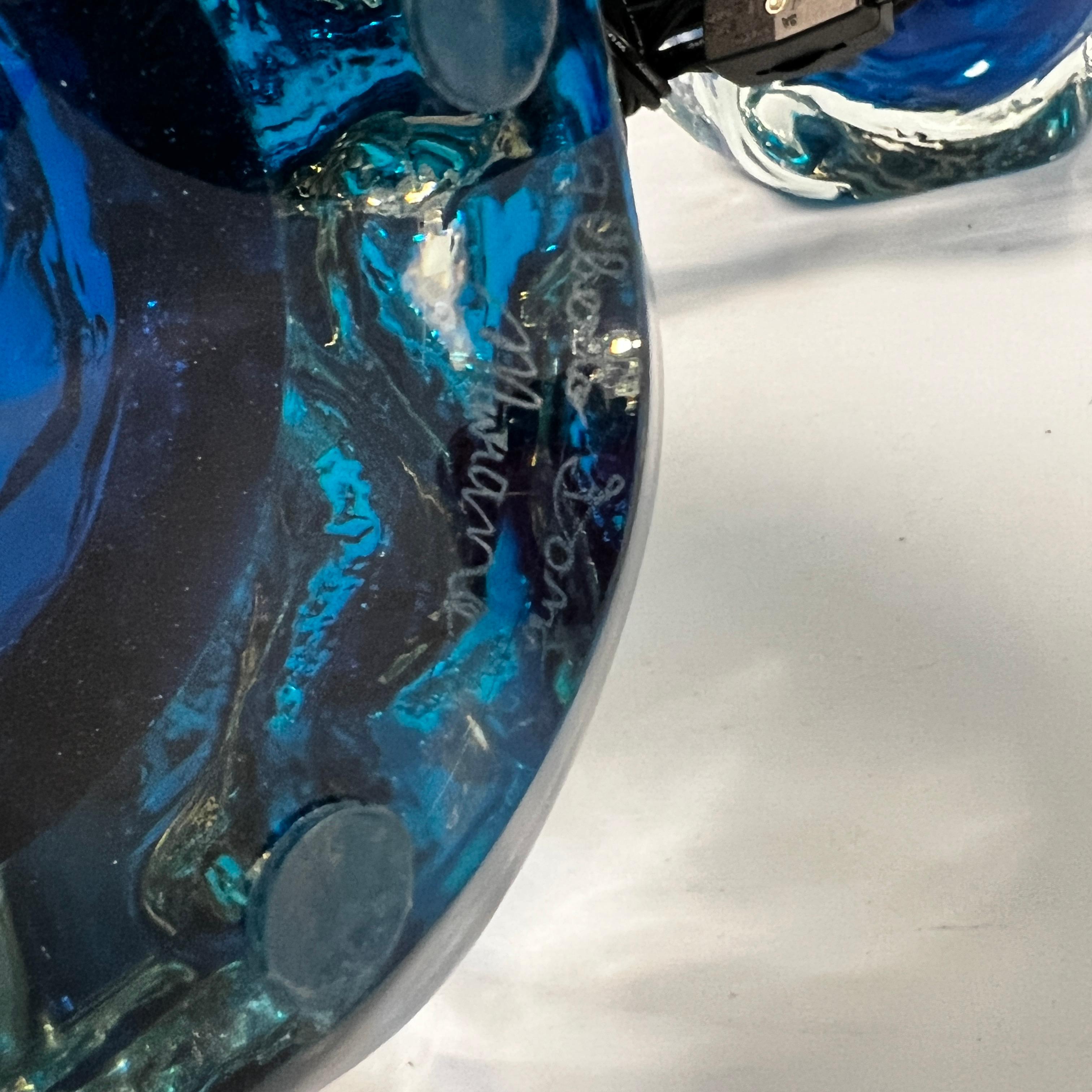 Pair Alberto Dona Blue Murano Glass Table Lamps 7