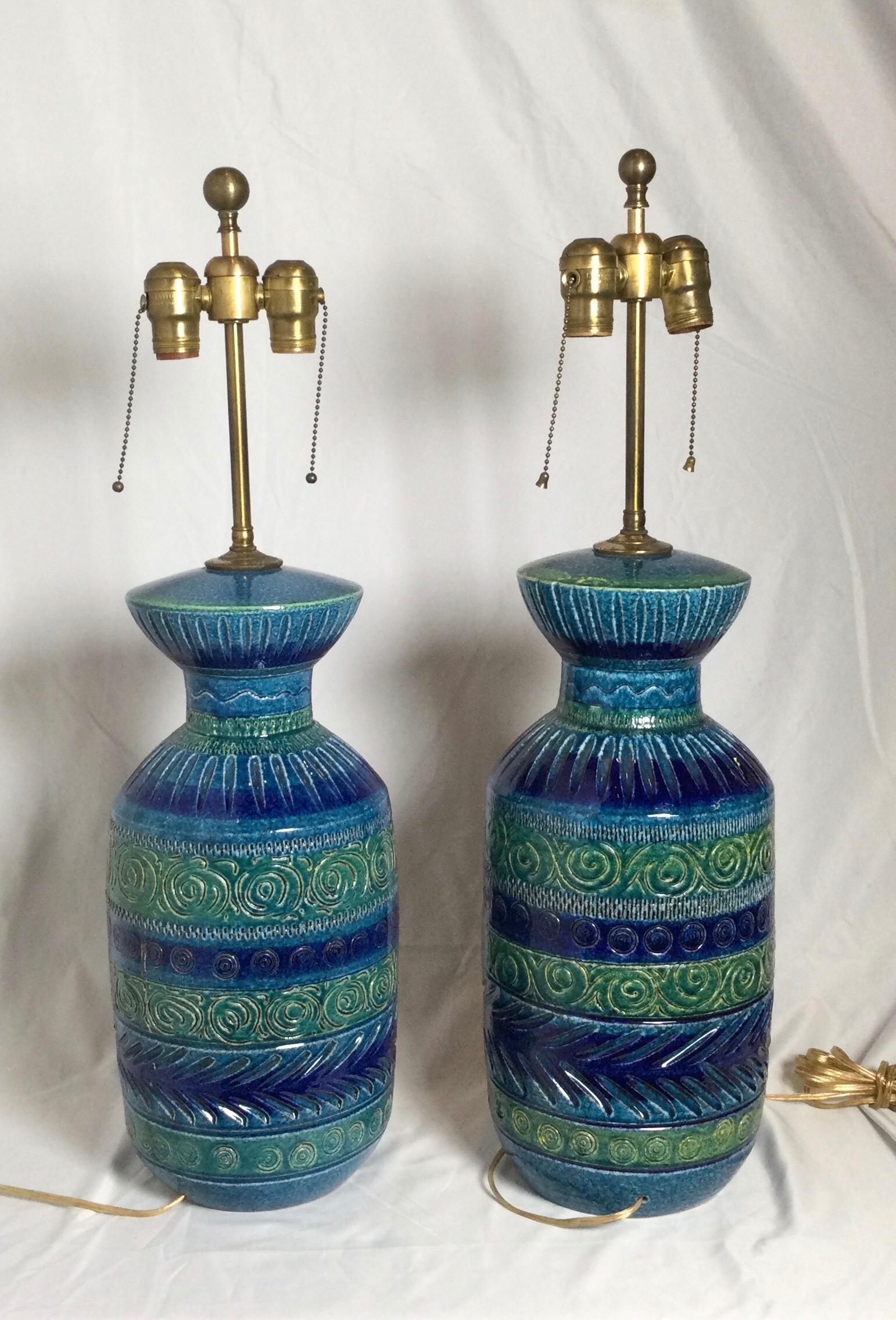 Pair of Aldo Londi Bitossi Midcentury Ceramic Lamps For Sale 1