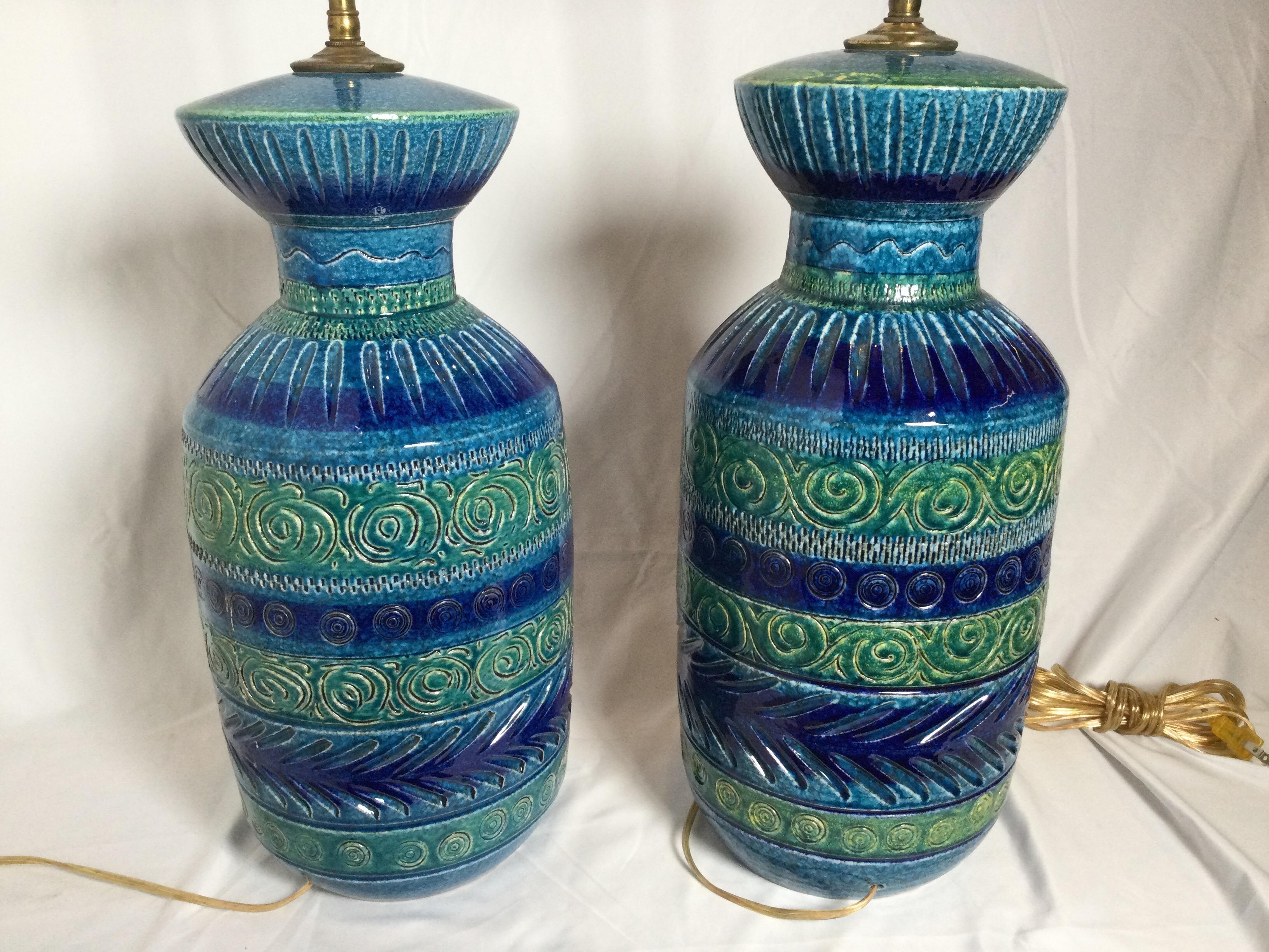Pair of Aldo Londi Bitossi Midcentury Ceramic Lamps For Sale 2