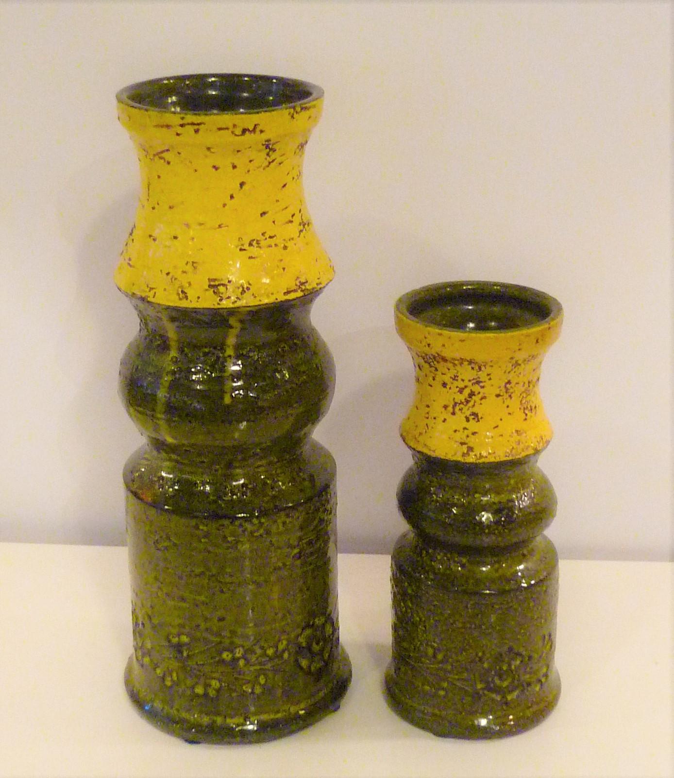 Mid-Century Modern Pair of Aldo Londi for Bitossi Modern Pottery Vases Rosenthal Netter Italy 1960s