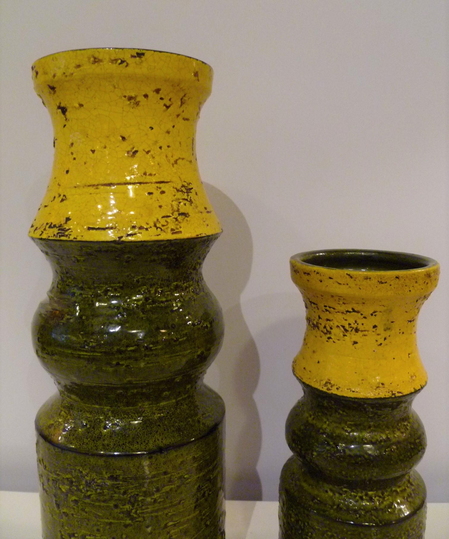 Italian Pair of Aldo Londi for Bitossi Modern Pottery Vases Rosenthal Netter Italy 1960s