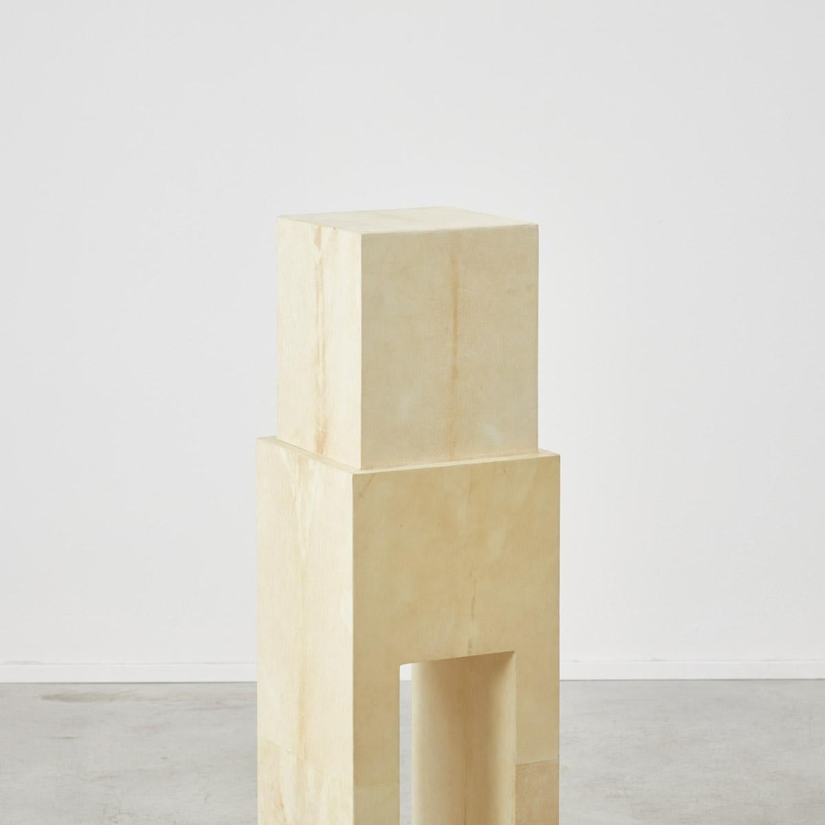 Pair Aldo Tura attr. parchment plinths, Italy 1990s In Good Condition For Sale In London, GB